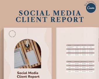 Cliente administrador de redes sociales descarga digital análisis informe marketing pequeñas empresas plantilla canva moderna facebook instagram mensual smm