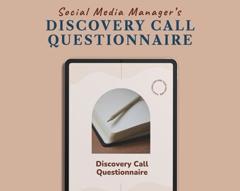 Marketing en redes sociales gerentes de negocios cuestionario del cliente llamada de descubrimiento plantilla canva descarga digital pequeño trabajo moderno desde casa smm