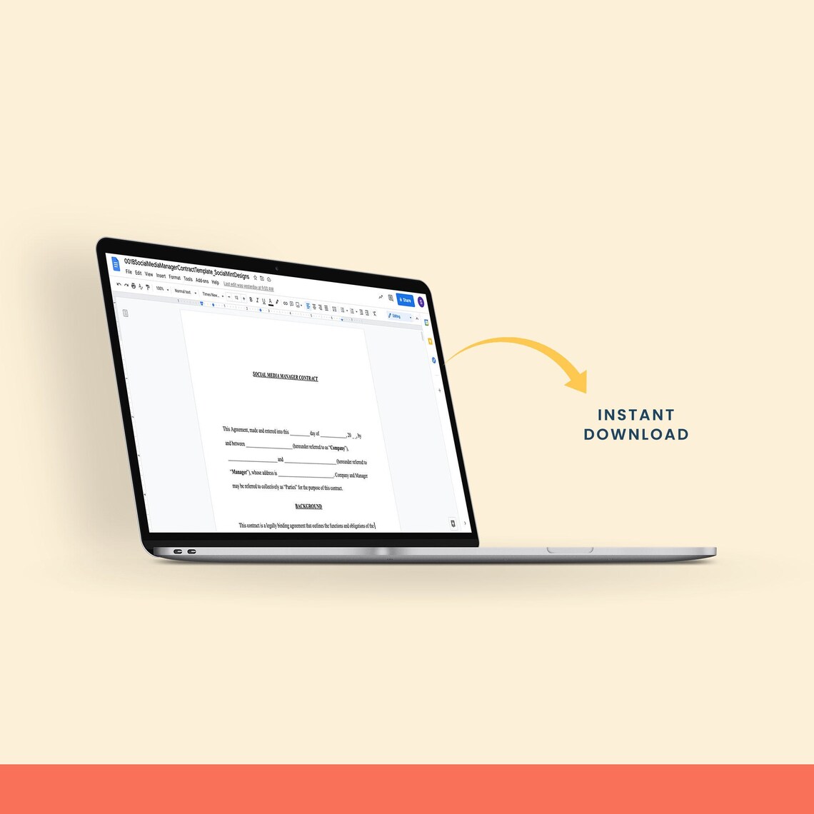 Social Media Manager Contract Template Freelance Social Etsy