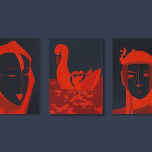 Red Swan Postkarten-Set von Omani Frei