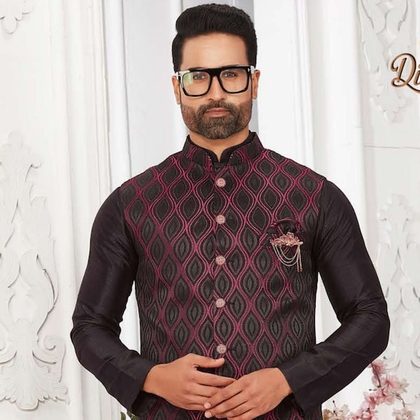 Dashing Dark  Brown Kurta Jacket Set