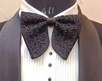 Handmade Satin Bow Tie: Stone Embellished Wedding Bowtie