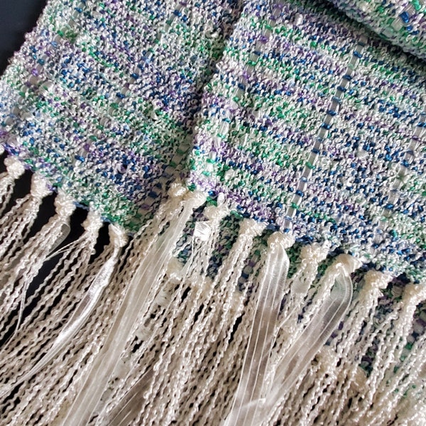 Handwoven Ocean Rayon Boucle Scarf