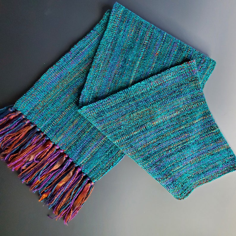 Handwoven Ocean Green Teal Rayon Chenille Scarf Etsy