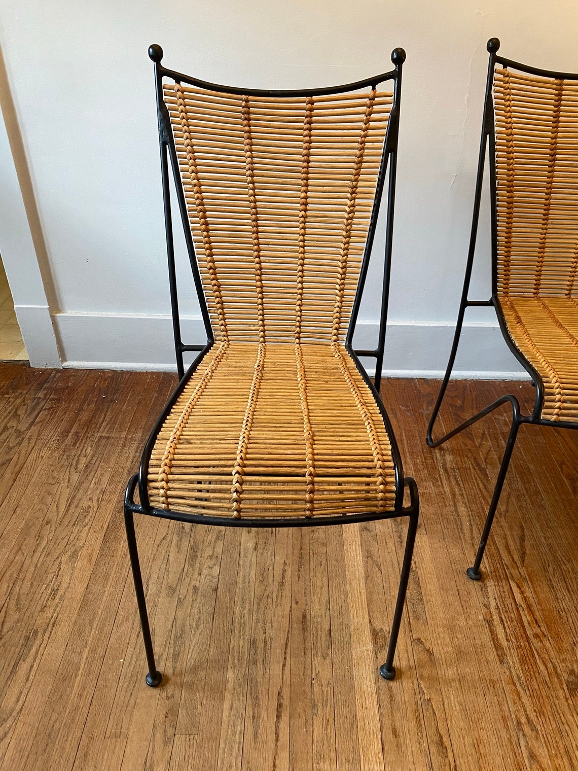 MidCentury Bamboo and Wrought Iron Chairs by Pipsan Saarinen Etsy