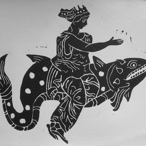 Incisione in bianco e nero su carta, Nereide