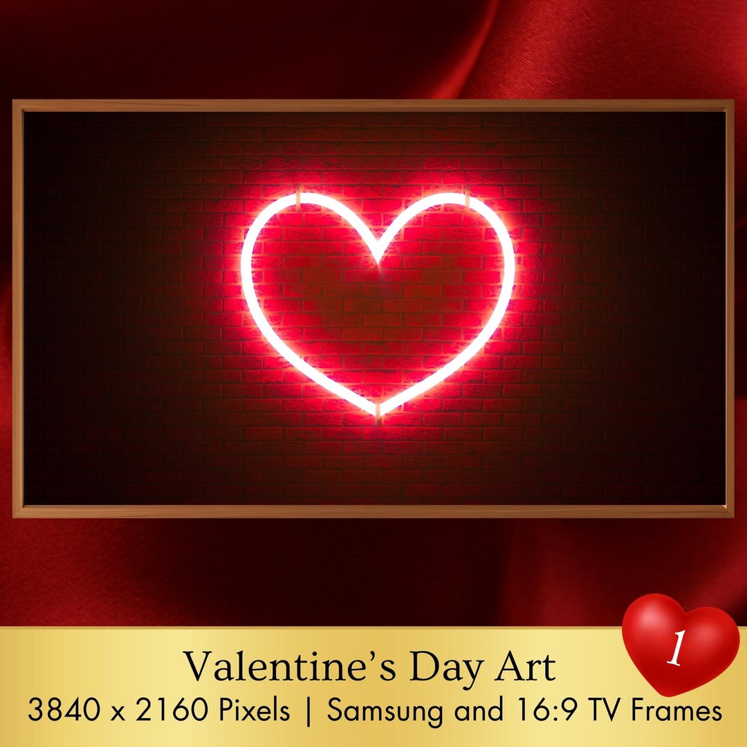 Valentine's Day Bright Hot Pink Neon Heart on Brick Wall | Colorful ...