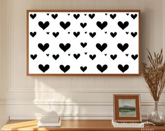 San Valentino / Samsung Frame TV art / Cuori monocromatici di San Valentino Doodle / Amore / Neutro / Astratto / Minimale / Fattoria