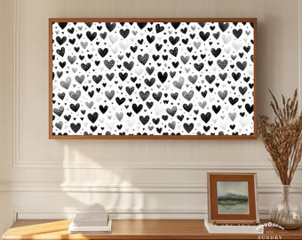 San Valentino / Samsung Frame TV art / Cuori monocromatici di San Valentino Doodle / Amore / Neutro / Astratto / Minimale / Fattoria