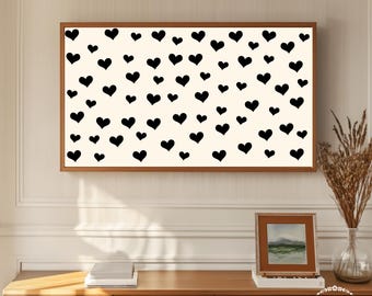 San Valentino / Samsung Frame TV art / Cuori monocromatici di San Valentino Doodle / Amore / Neutro / Astratto / Minimale / Fattoria