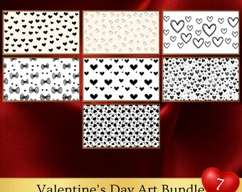 Pacchetto San Valentino / Arte TV Samsung Frame / Cuori monocromatici di San Valentino Doodle / Amore / Neutro / Astratto / Minimale / Fattoria