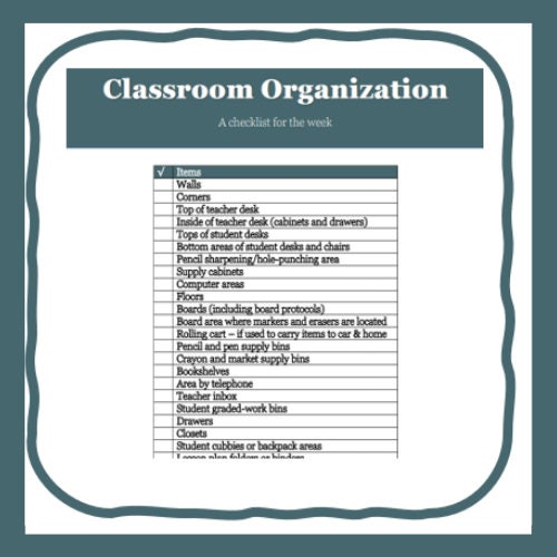 Classroom Organization Checklist to Use on a Weekly Basis as a | Etsy