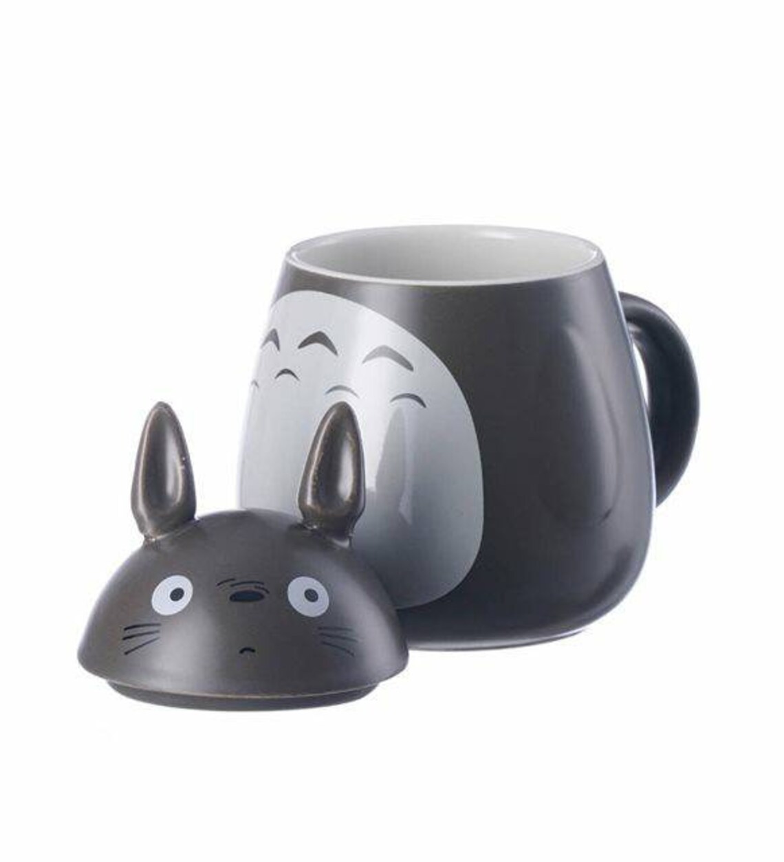 My Neighbor Totoro Ceramic Coffee and Tea Mugs With Cover Grey Etsy