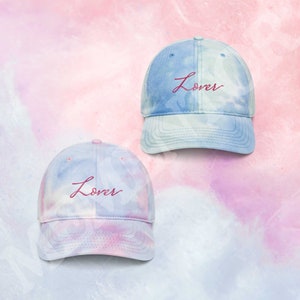Embroidered Lover Cotton Candy Tie dye hat Baseball Dad Cap Made To Order