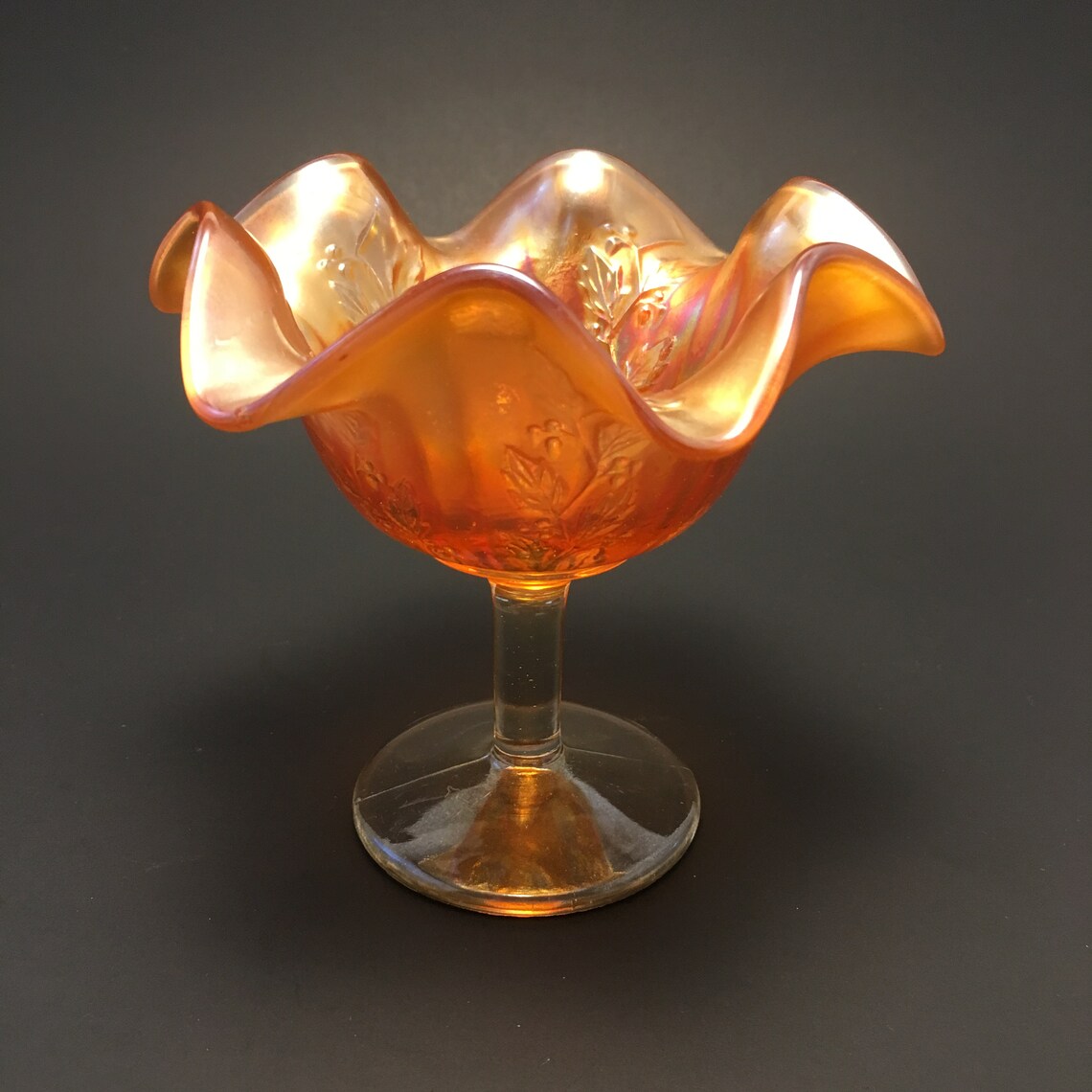 Carnival Glass Marigold Compote Etsy