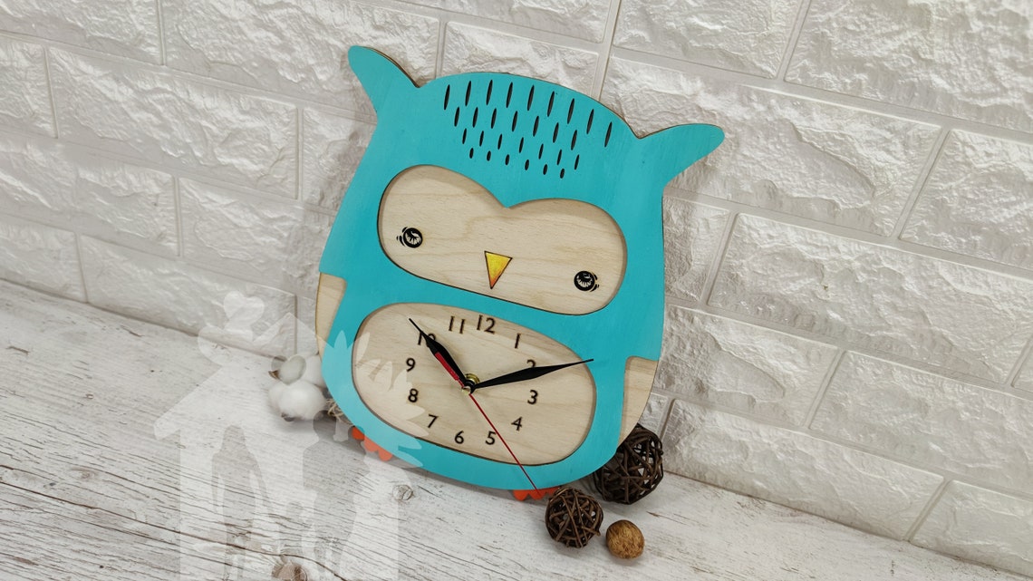 Personalised Wooden Kids Clocks Nursery Clock With Animal Etsy