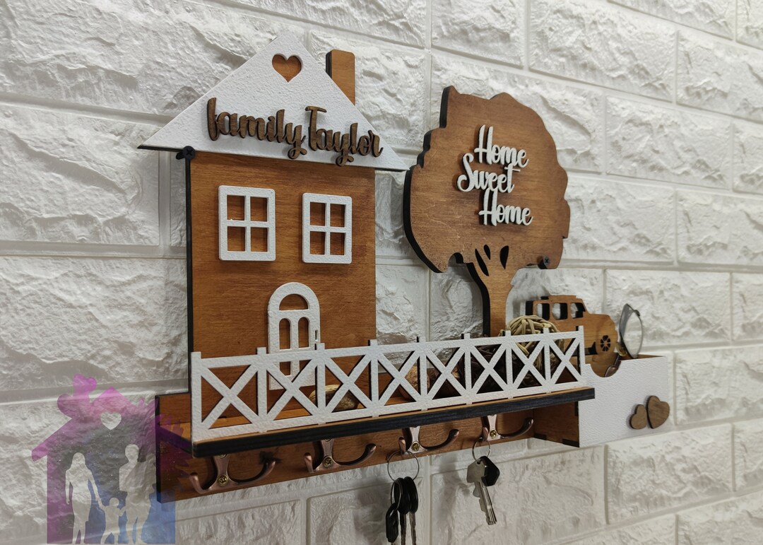 Personalized Wooden Key Holder Wall Letter and Key Holder Etsy