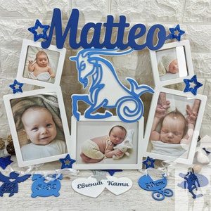 Marco de fotos de madera para bebé hecho a mano: regalo personalizado para recién nacidos