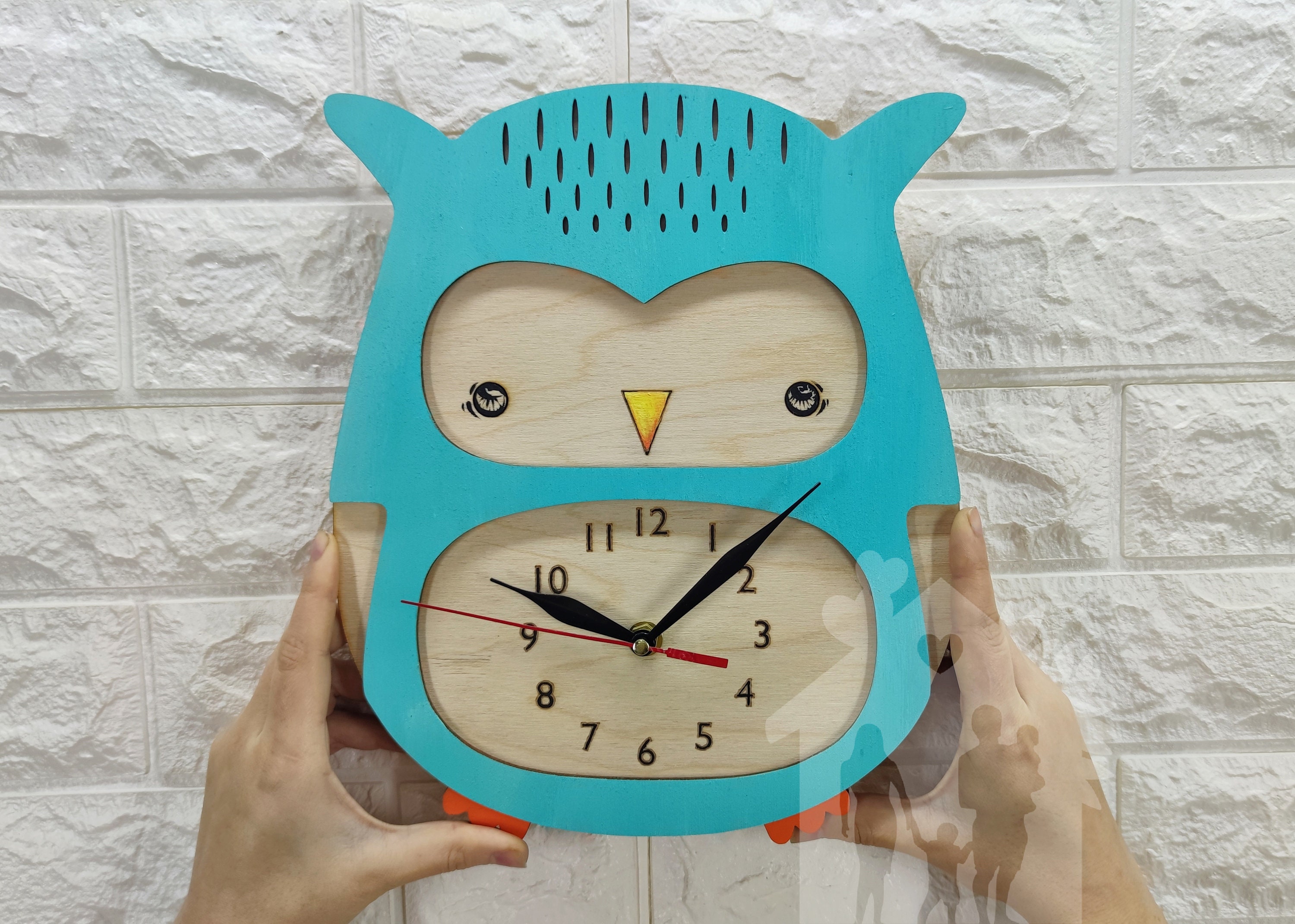 Personalised Wooden Kids Clocks, Nursery Clock With Animal, Owl Baby Clock for Wall Etsy