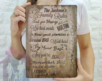 House Rules Sign, Wood Family House Rules, House Rules Wall Art, Kitchen Decor, Modern Farmhouse Style Home Decor, Wall Art, House Rules