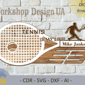 Personalized wooden holder, Medal Holder decor digital dxf ai cdr svg, Download file, Medal Display Custom Medal hanger Tennis Sport