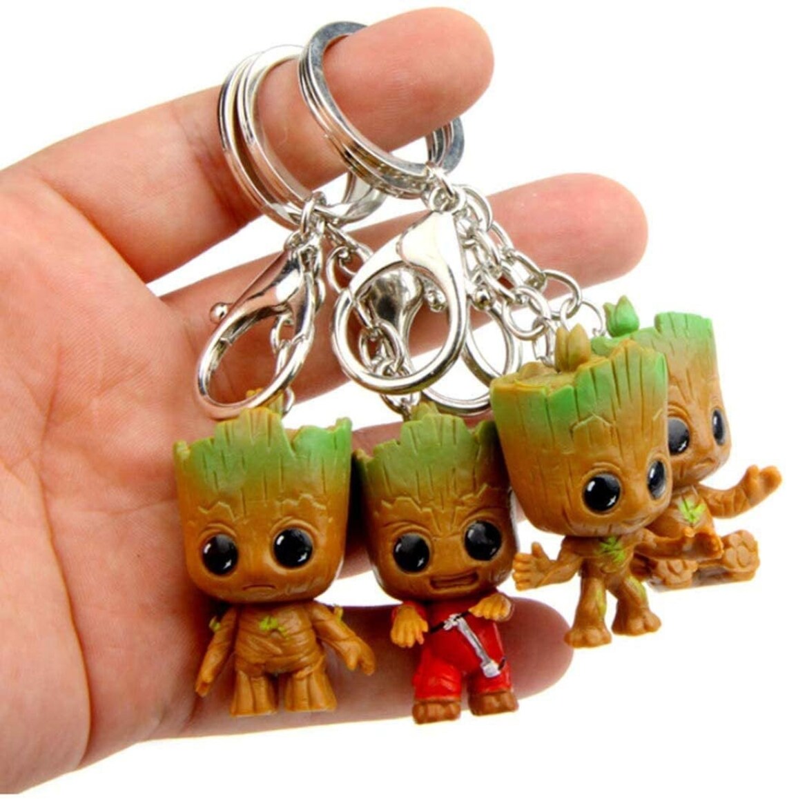 4 Pack Cute Baby Groot Keychains Anime Guardians of The Galaxy Etsy