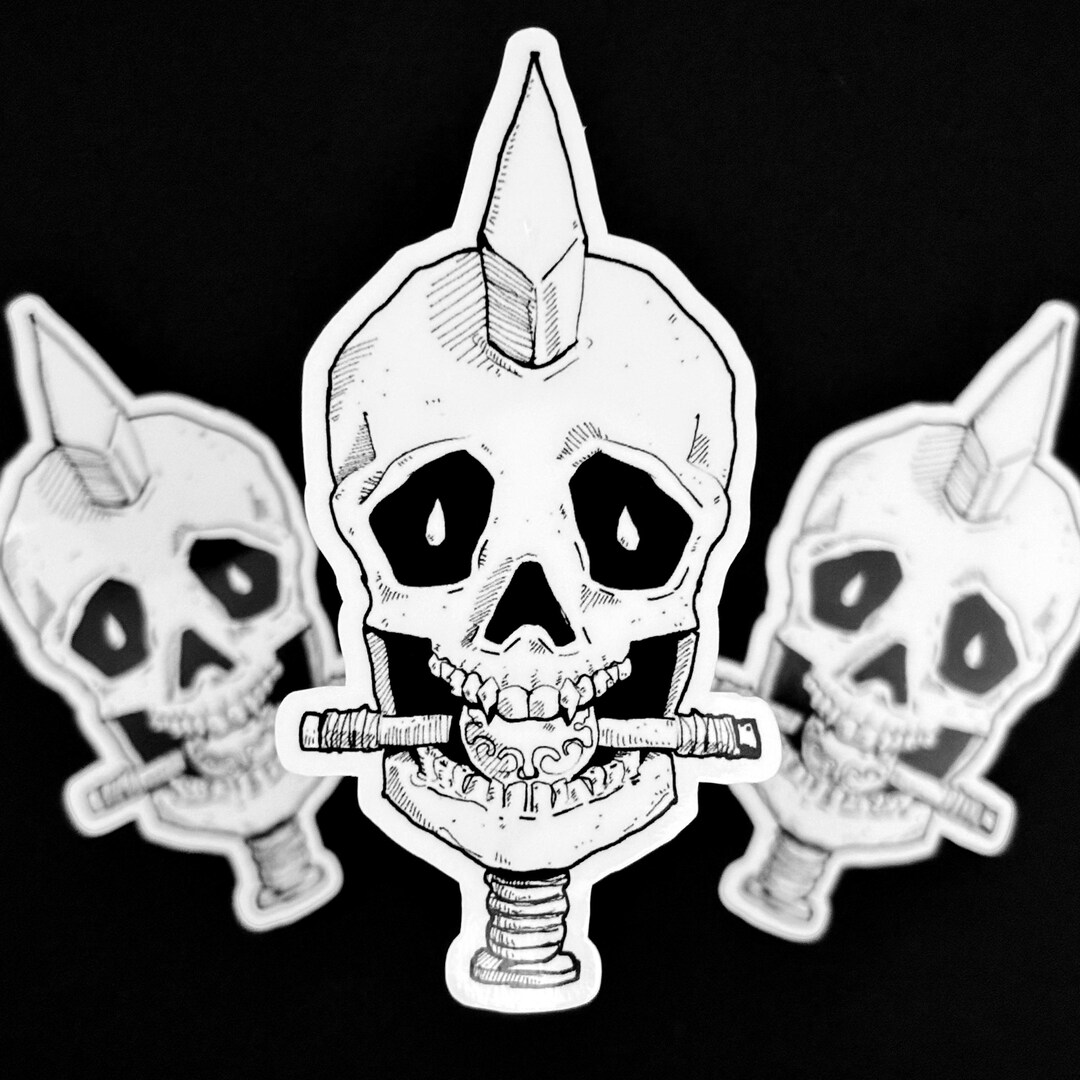 Gothic Injuries Sticker 'skull Injury' Original Art | Gothic Skeleton Sticker Art for ...