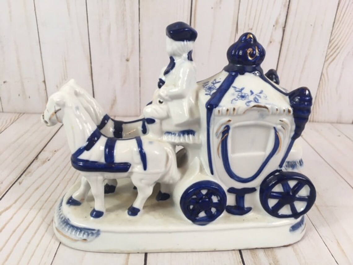 Porcelain Horse and Carriage Etsy