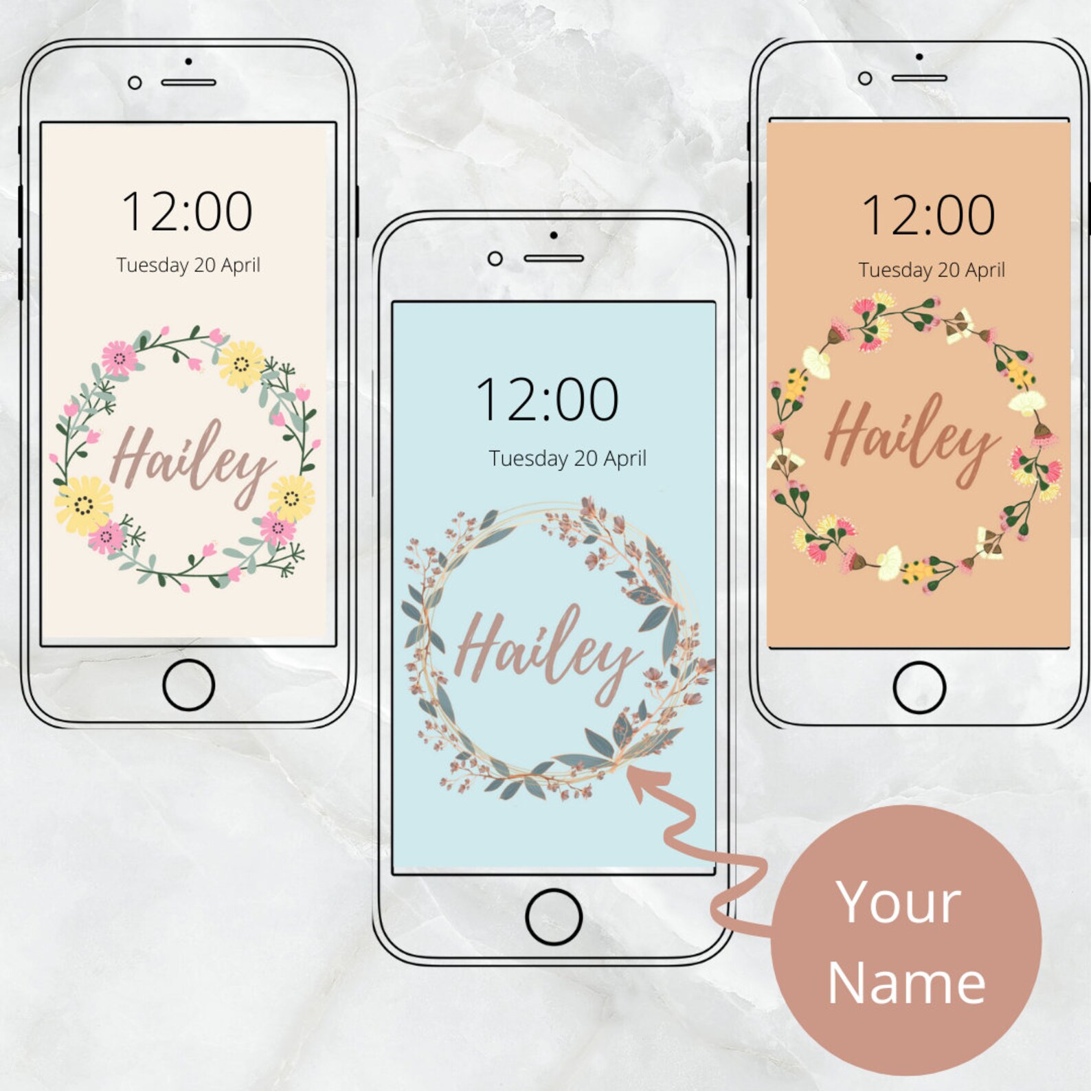 Personalised Name Phone Wallpaper iPhone Android Wallpaper | Etsy