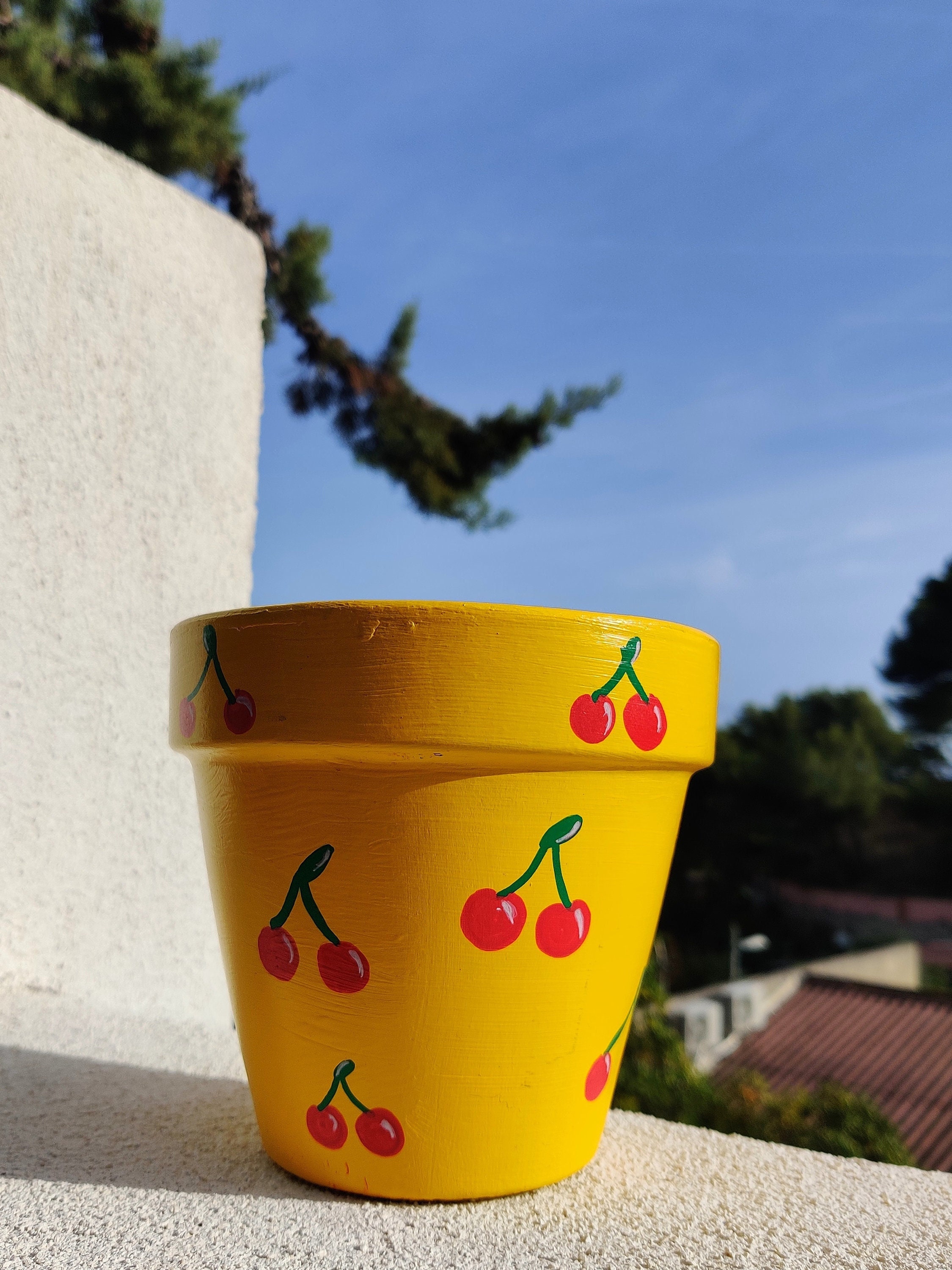 Pot en Terre Cuite Jaune Cerise Gamme Summer Pour Décoration