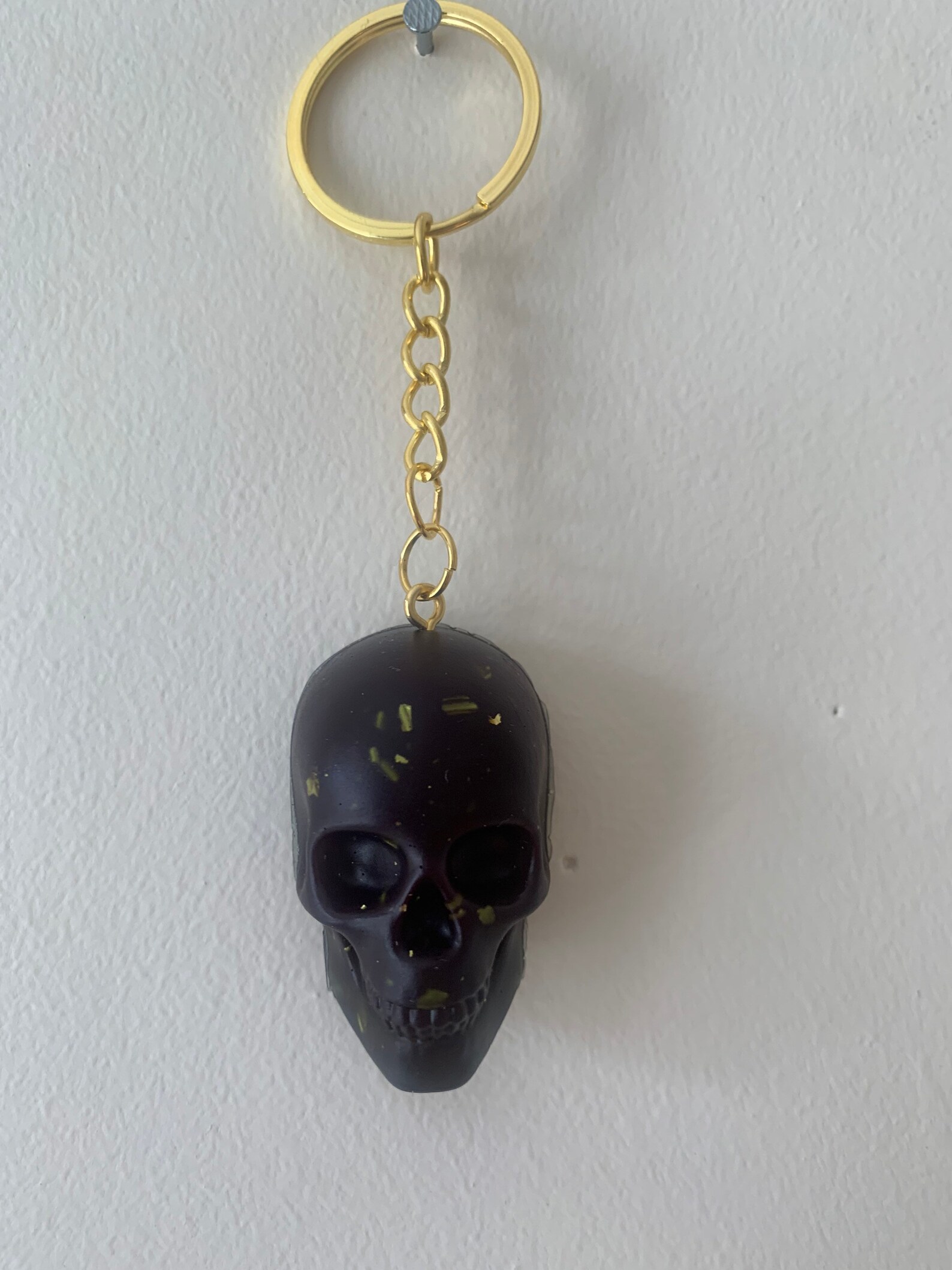 Black Skull Keyring/Keychain Handmade with Epoxy Resin and Etsy