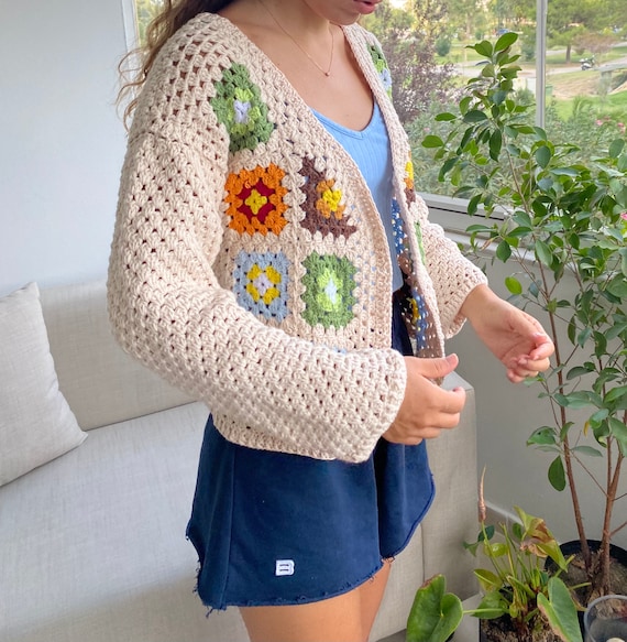 Ecru Floral Crochet Cardigan Made With 