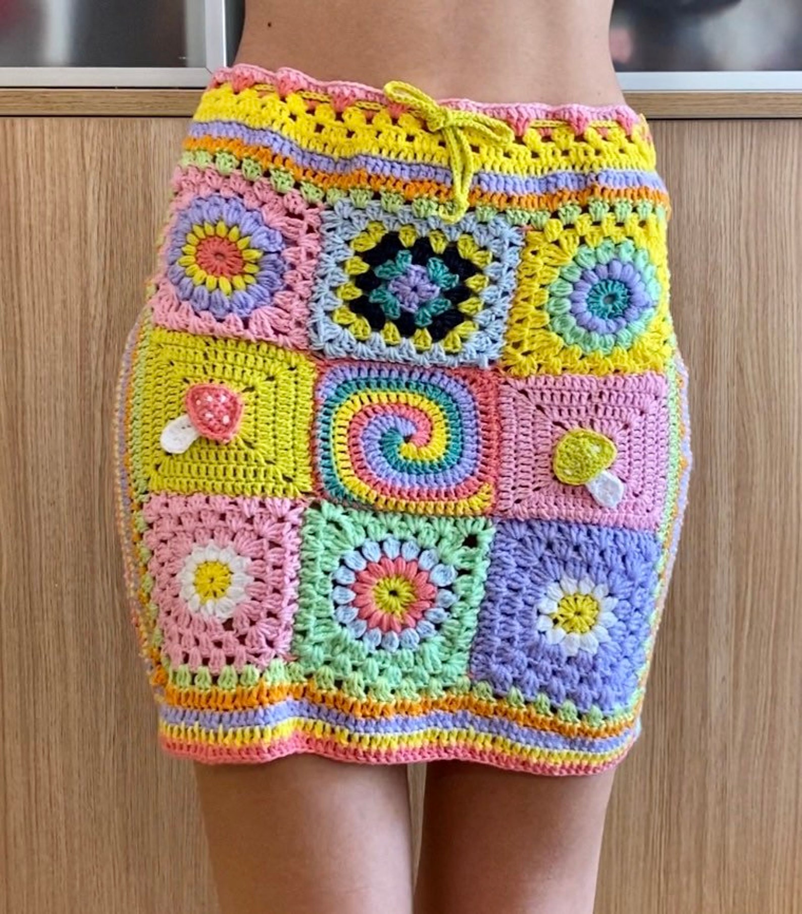 Patchwork Crochet Skirt Made With Granny Squares - Etsy