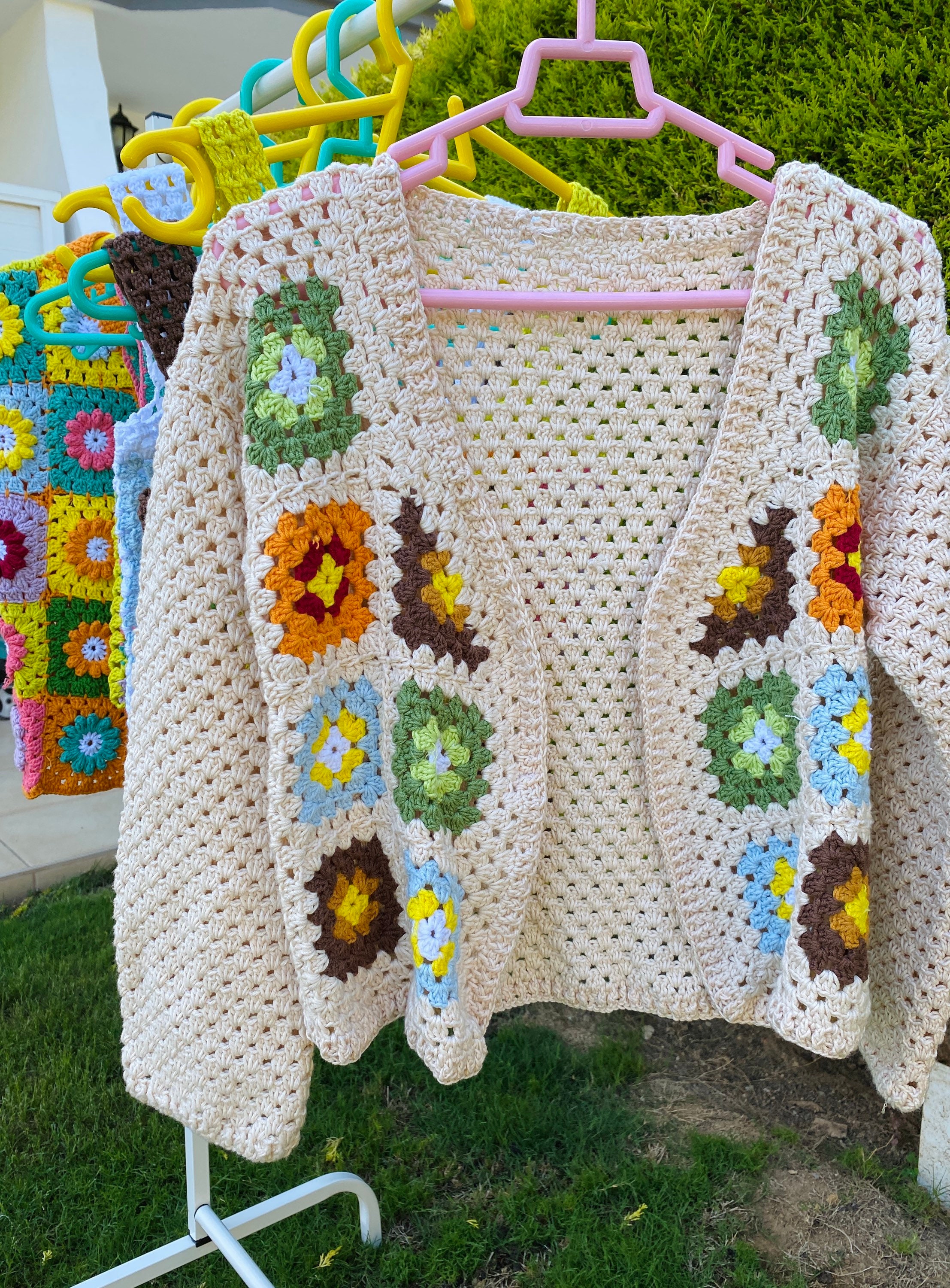 Granny Square Cardigan Ecru Cardigan Boho Aesthetic | Etsy