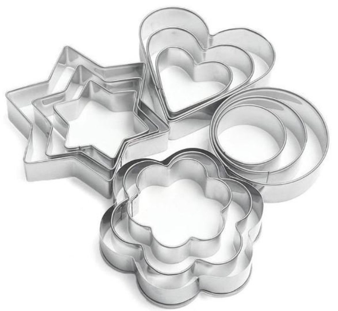 12 Piece Stainless Steel Cookie Cutter Set Etsy