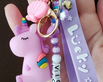 Handmade Custom Name Unicorn Keychain