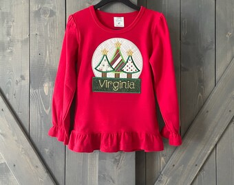 Holiday Baby Girl Monogrammed BodySuit- toddler ruffle shirt