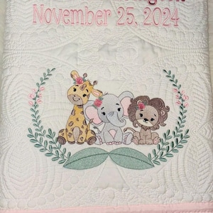 Personalized Embroidered Baby Blanket/ heirloom Quilt