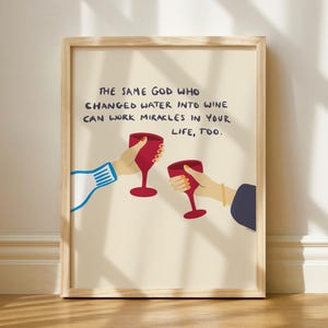 Christian Wall Art Print, Modern Bible Verse, Digital Download, Scripture Jesus Turning Water into Wine Wall Decor Wedding at Cana John 2:1