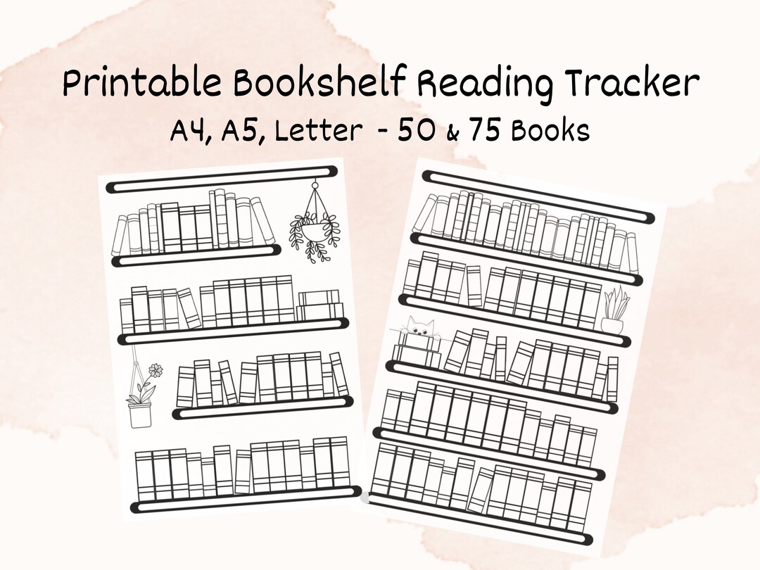 Reading Tracker Printable, Bookshelf Reading Log A4 A5 Letter HP ...