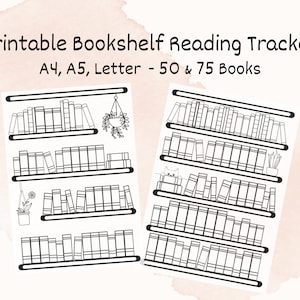Reading Tracker Printable, Bookshelf Reading Log A4 A5 Letter HP Classic, Book Tracker, Reading Challenge 50 & 75 books, Reading Planner
