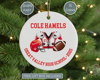 Custom Football Christmas Ornaments, Personalized Football Name Ornament, Ornament Gifts for Football Player, Best Gifts for Football Coach