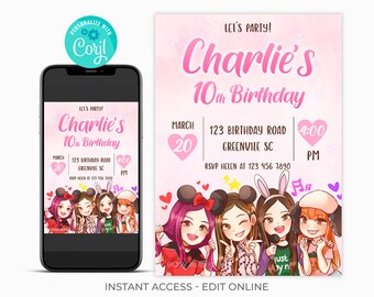 black pink printable etsy