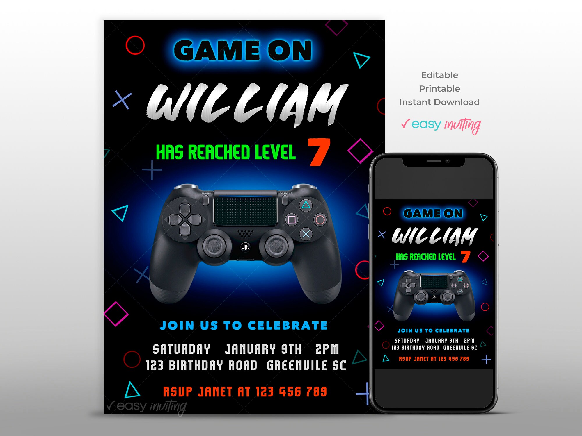 Gamer Birthday Invitation Gamer Invite Gamer Birthday Gamer Etsy