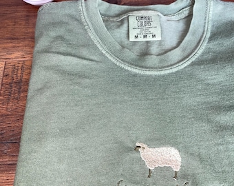 embroidered t-shirt, embroidered custom colors tshirt, comfort colors, embroidered christainshirt, comfort colors tee, sheep leaves the 99