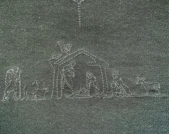 Christmas Nativity scene embroidered sweatshirt, Christmas minimalistic embroidered sweatshirt, Nativity Scene sweatshirt, Christmas neutral