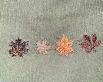 Fall leaves Embroidered Crewneck,  leaves crewneck, autumn pullover, autumn simple crewneck, minimalist fall sweatshirt, thanksgiving