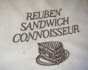 Reuben Sandwich EMBROIDERED tote, Reuben Sandwich lover, Reuben sandwich gift, Reuben gift, Reuben lover, Embroidered Reuben sandwich gift