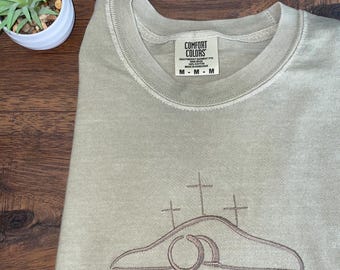 embroidered t-shirt, embroidered custom colors tshirt, comfort colors, embroidered christain shirt, comfort colors tee, empty tomb tshirt