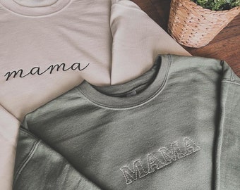 Custom embroidered mama sweatshirt, personalized mom sweatshirt, minimalist momma sweatshirt, Mother’s Day gift for mom, personalized gift